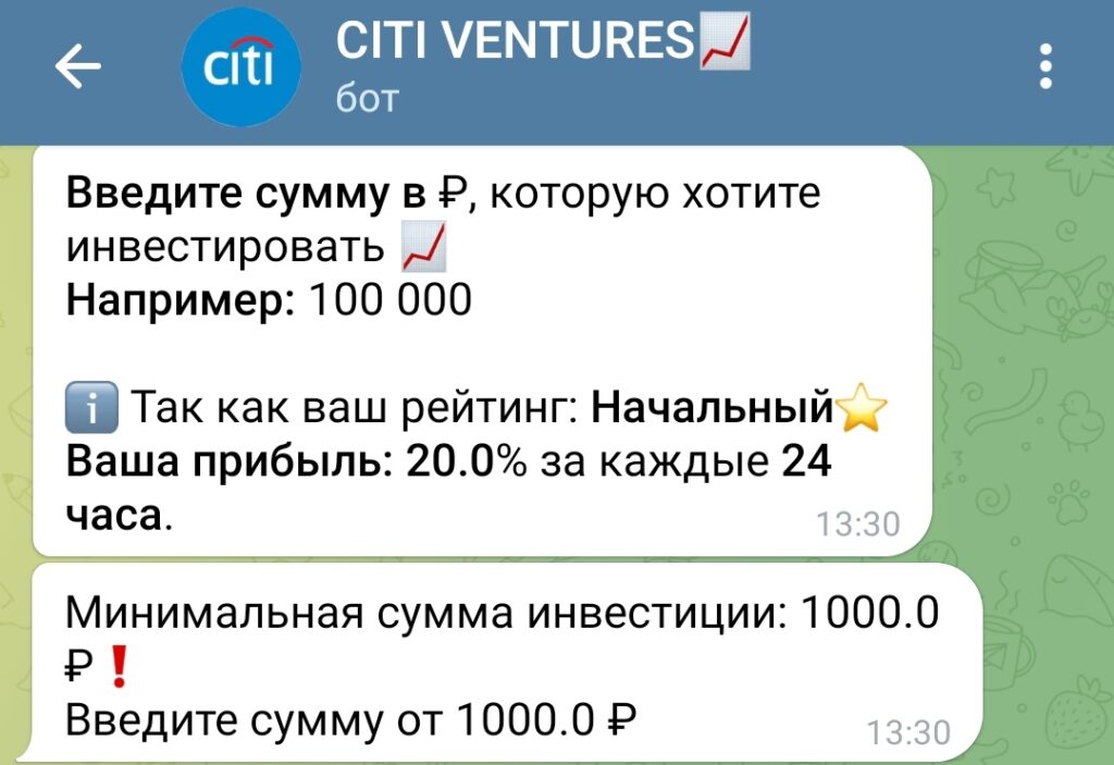 Citibank invest bot телеграм инфа