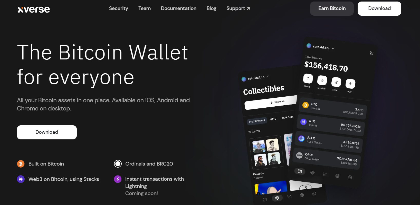 Сайт проекта XVerse Wallet